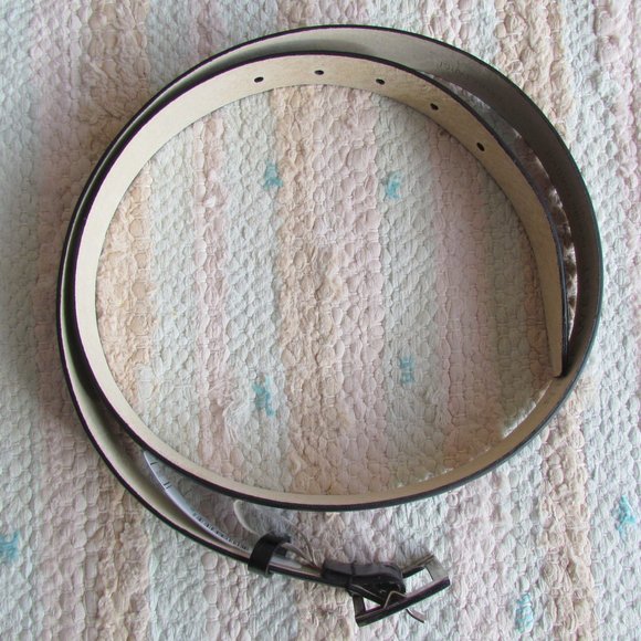 BLACK LEATHER BELT, NWT, 36"- 40" WAIST, 1" w SILVER BUCKLE, WOMEN'S or MEN'S - Picture 6 of 6